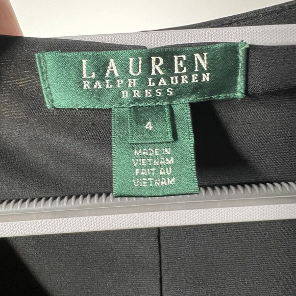 Lauren Ralph‎ Lauren Dress Womens Size 4 Black Gold Shimmer Ruched Slimming - Picture 3 of 16